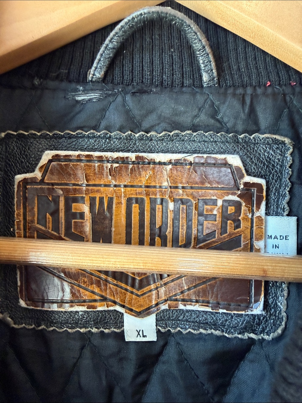 NEW ORDER Leather Bomber Jacket Distressed XL - Picture 4 of 9